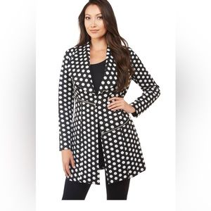 Naygard  black & white polka dot coat jacket zipper details size S/P